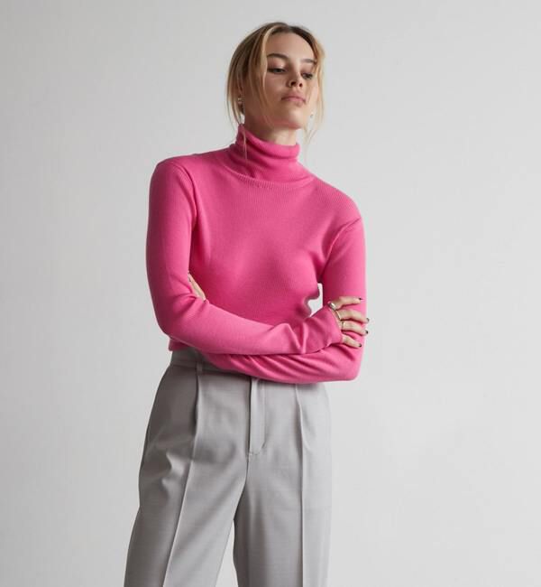 Liesse「リブニットタートル」|ニット・セーター|ピンク