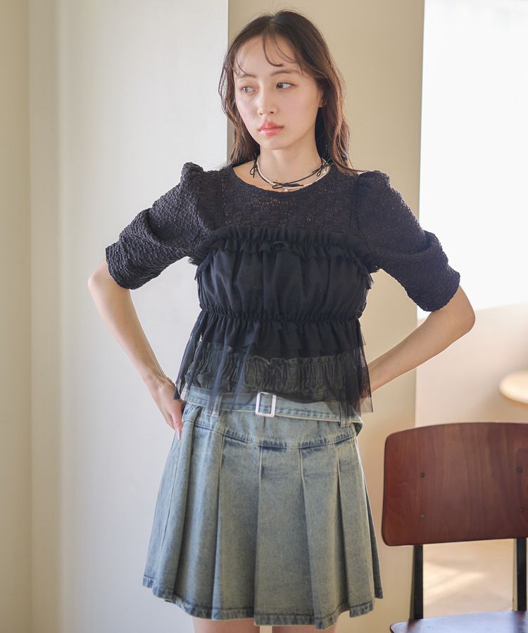 earth music&ecology「SET2点フラワープルオーバー＋チュールビスチェ」|Tシャツ・カットソー|