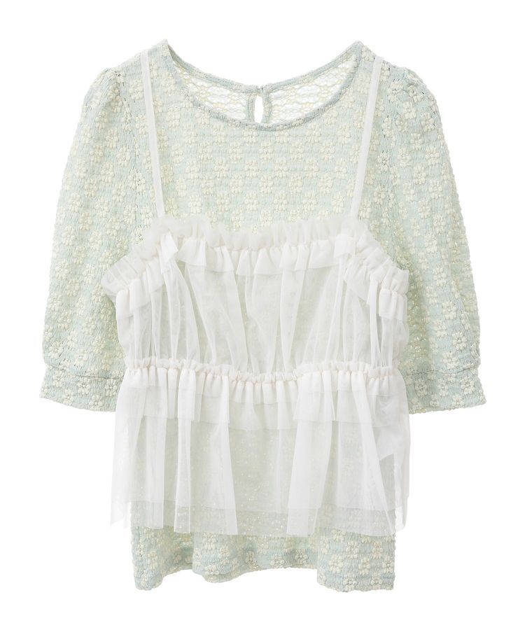 earth music&ecology「SET2点フラワープルオーバー＋チュールビスチェ」|Tシャツ・カットソー|