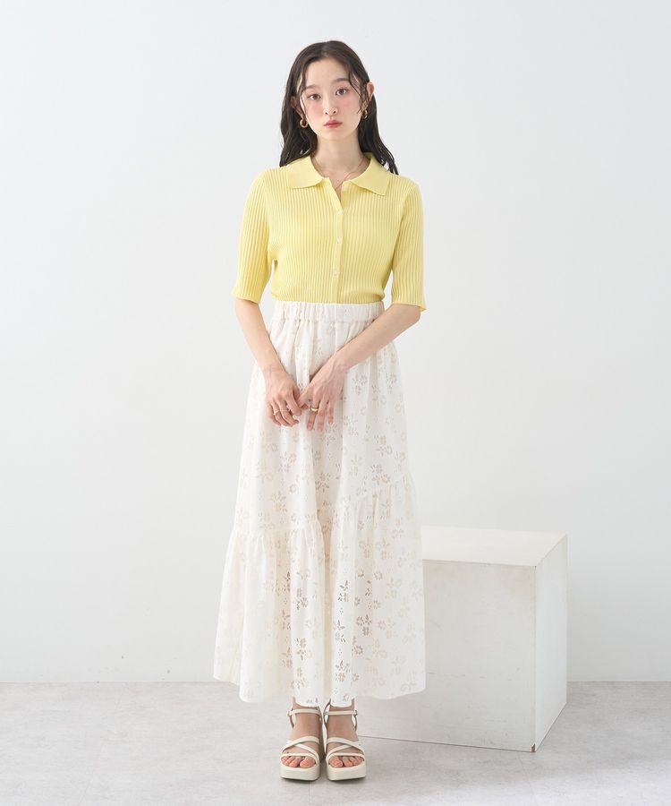 earth music&ecology「透かし花柄フレアスカート」|フレア|