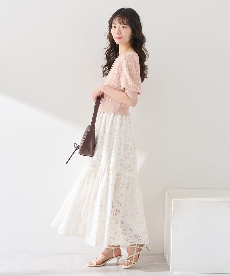 earth music&ecology「透かし花柄フレアスカート」|フレア|