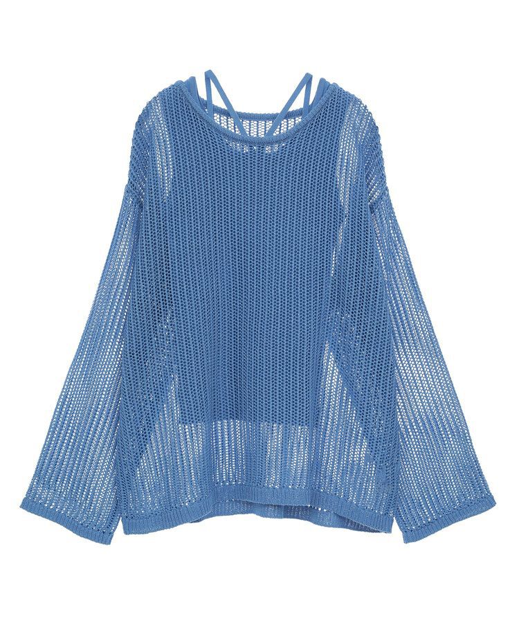 earth music&ecology「SET2点メッシュプルオーバー＋タンクトップ」|ニット・セーター|Blue