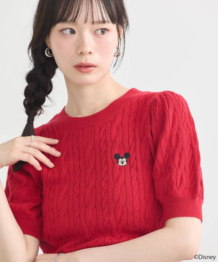 earth music&ecology「<Disney>松本セイジ 刺繍ニット」|ニット・セーター|Red