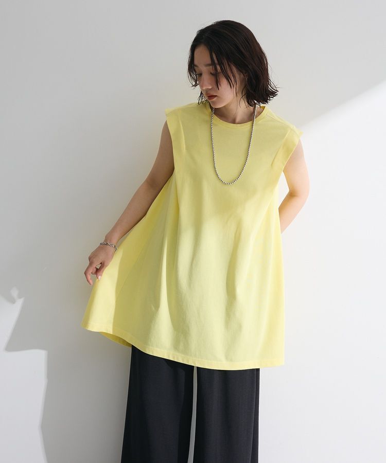 Green Parks「配色ステッチノースリーブチュニック」|チュニック|Yellow
