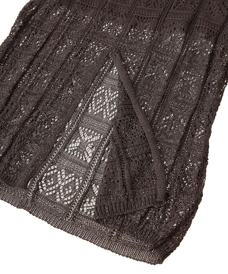 Green Parks「透かし柄ニットレースIラインスカート」|タイト|