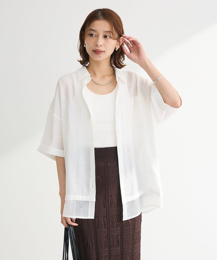 Green Parks「裾レイヤードショートスリーブシャツⅡ」|シャツ・ブラウス|Off White