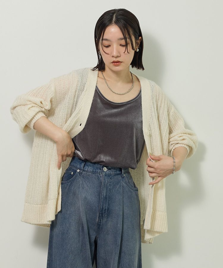 Green Parks「シアーニットVネックカーディガン」|カーディガン|