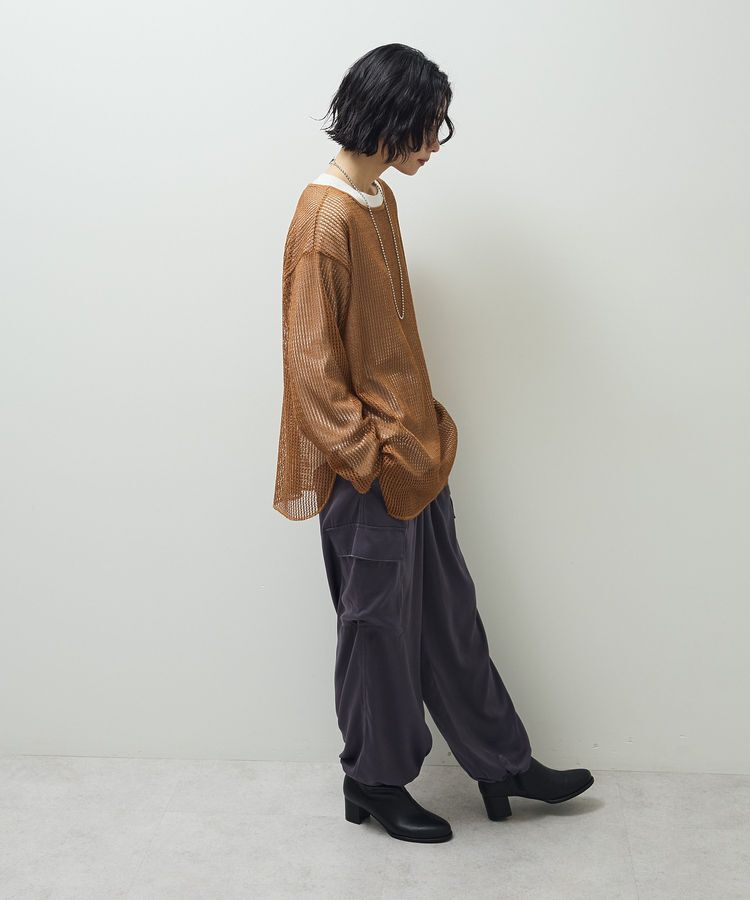 Green Parks「メッシュ長袖ゆるカットプルオーバー」|Tシャツ・カットソー|