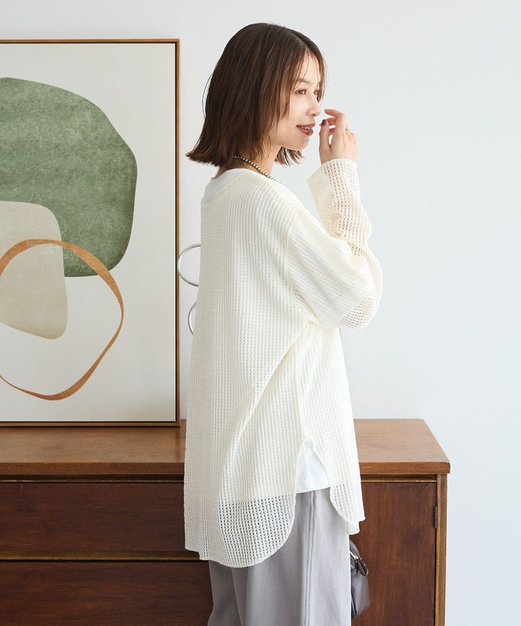 Green Parks「メッシュ長袖ゆるカットプルオーバー」|Tシャツ・カットソー|