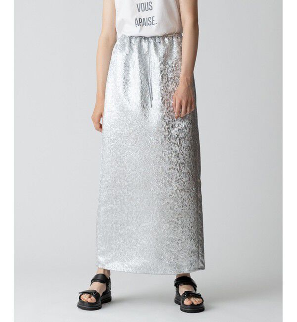 allureville「メタリックジャガードナロースカート」|タイト|