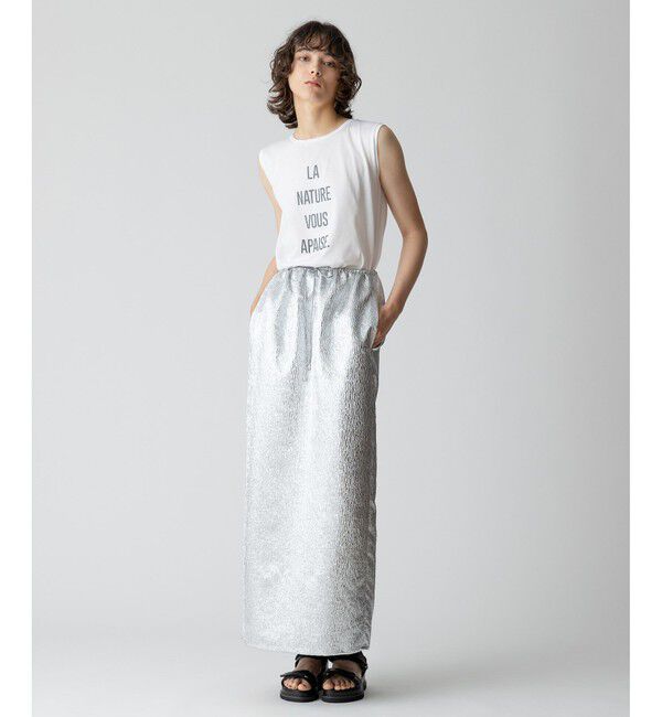 allureville「メタリックジャガードナロースカート」|タイト|