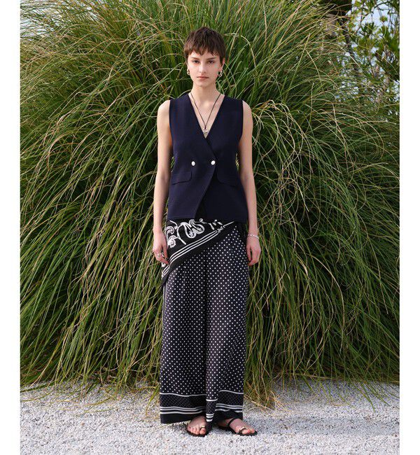 allureville「パネルドットプリントパンツ」|チノ|ネイビー