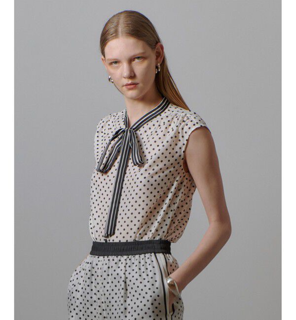 allureville「パネルドットプリントボウタイブラウス」|シャツ・ブラウス|