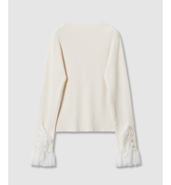 LOULOU WILLOUGHBY「【LOULOU WILLOUGHBY】スリーブヘムレースプルオーバー」|ニット・セーター|