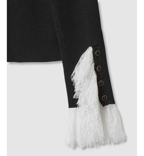 LOULOU WILLOUGHBY「【LOULOU WILLOUGHBY】スリーブヘムレースプルオーバー」|ニット・セーター|