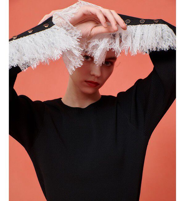 LOULOU WILLOUGHBY「【LOULOU WILLOUGHBY】スリーブヘムレースプルオーバー」|ニット・セーター|