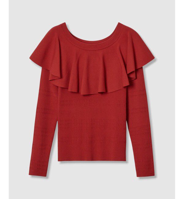 LOULOU WILLOUGHBY「【LOULOU WILLOUGHBY】ラッフルオフショルプルオーバー」|ニット・セーター|