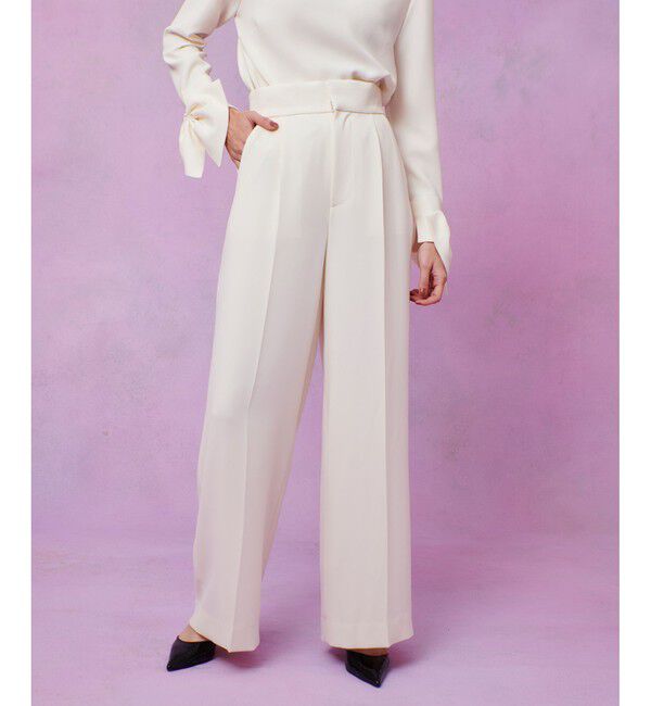 LOULOU WILLOUGHBY「【LOULOU WILLOUGHBY】ダブルクロスハイウエストサロペットパンツ」|チノ|オフホワイト