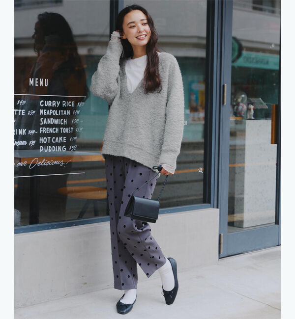 titivate「深Vネックボリュームスリーブニット」|ニット・セーター|