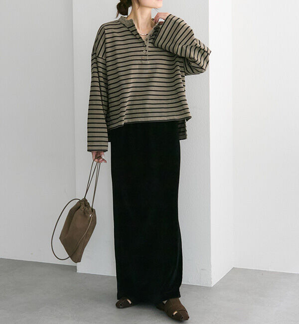  「ピグメントボーダーヘンリーネックカットソー」|Tシャツ・カットソー|