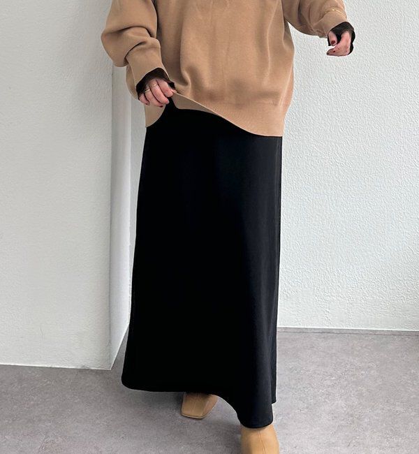  「【インフルエンサーセレクト】ソフトツイルバイヤススカート」|スカート|ブラック