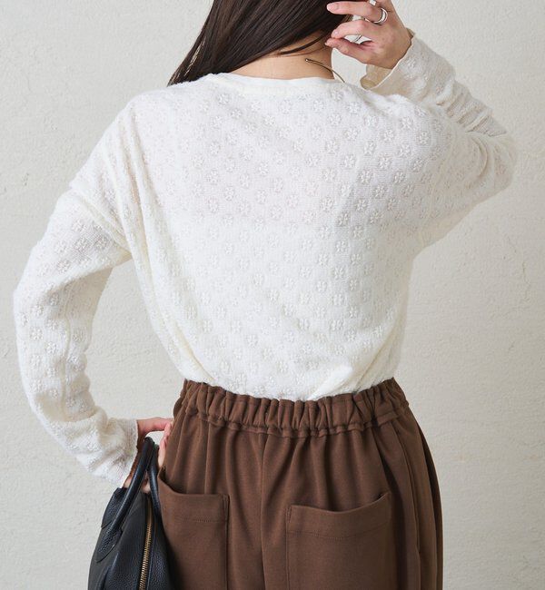  「シャギー花柄ストレッチジャガードプルオーバー」|プルオーバー|