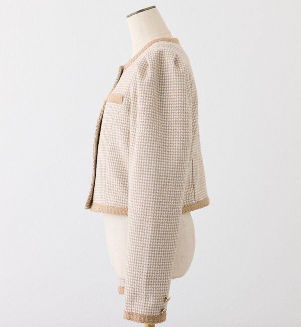  「【セットアップ対応】ノーカラーツイードジャケット」|ダウンベスト・ベスト|