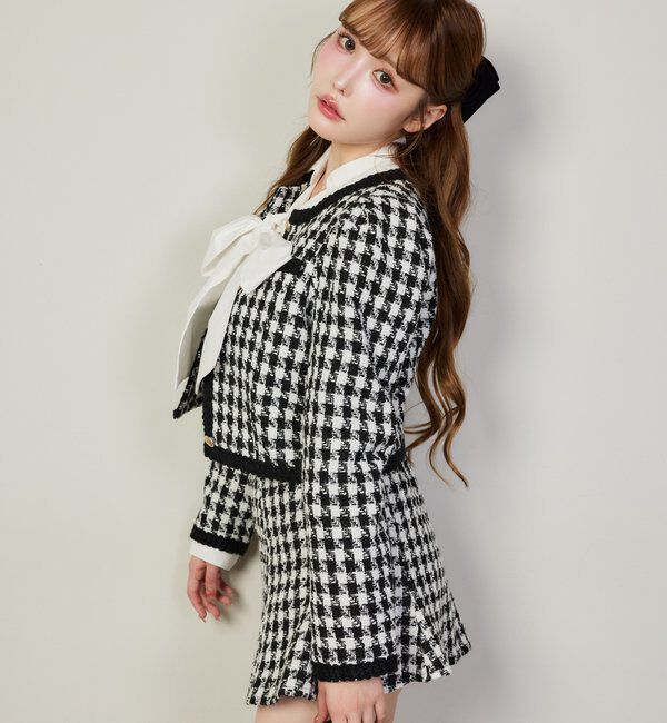  「【セットアップ対応】ノーカラーツイードジャケット」|ダウンベスト・ベスト|