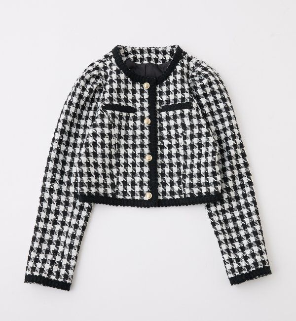  「【セットアップ対応】ノーカラーツイードジャケット」|ダウンベスト・ベスト|