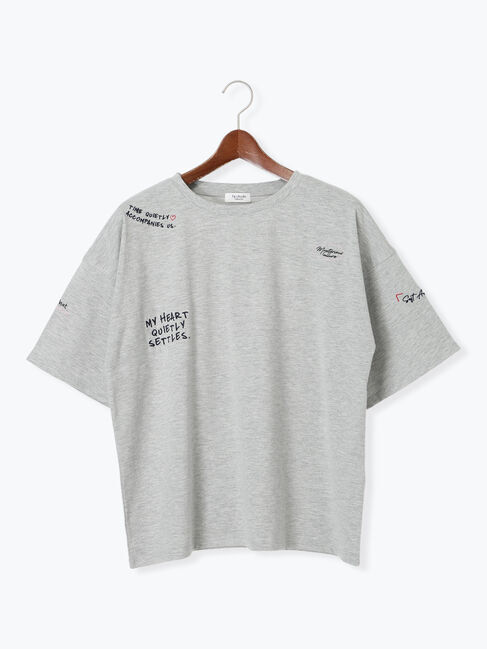 Te chichi TERRASSE「ランダム刺繍ロゴTシャツ」|Tシャツ・カットソー|グレー