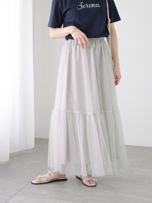 Te chichi TERRASSE「ラメチュールギャザースカート」|スカート|グレー