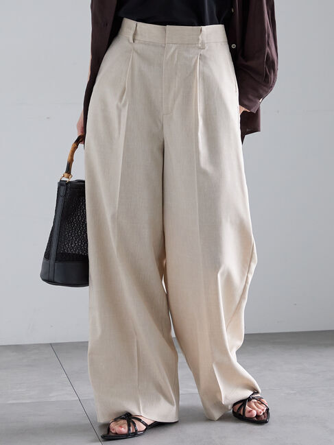 Te chichi「リネンブレンドワイドパンツ」|その他|ベージュ