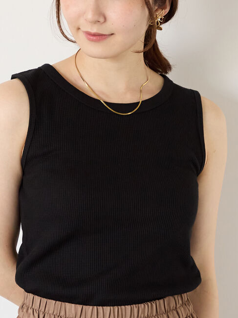 Te chichi TERRASSE「ワッフルクルーネックタンクトップ」|タンクトップ|ブラック