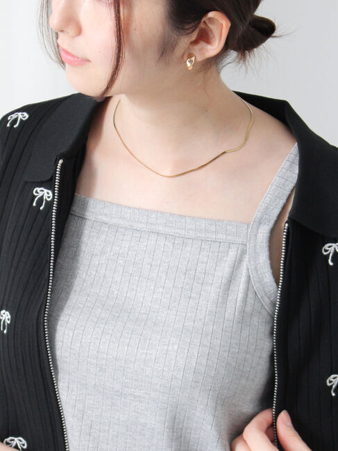 Te chichi TERRASSE「ラメ混ワイドリブキャミソール」|キャミソール|グレー