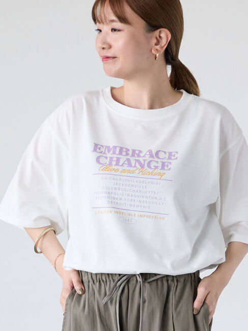 Lugnoncure「かすれロゴプリントTシャツ」|Tシャツ・カットソー|オフホワイト