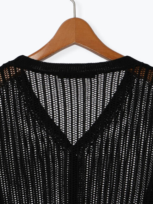 Lugnoncure「メッシュ編みVネックカーディガン」|カーディガン|