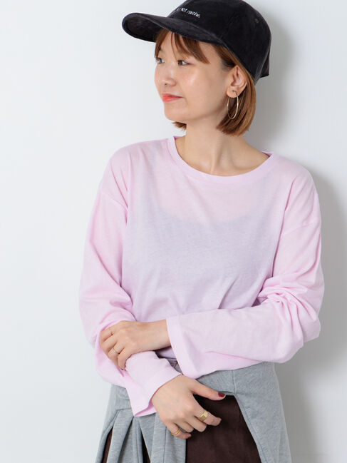 Lugnoncure「シフォン天竺クルーネック長袖トップス」|その他|ピンク