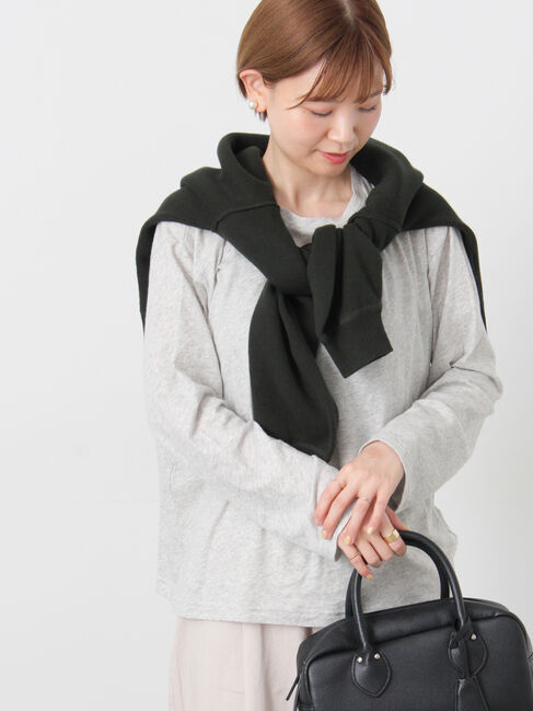 Lugnoncure「シフォン天竺クルーネック長袖トップス」|その他|グレー