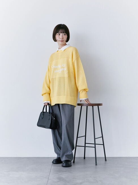 Samansa Mos2 blue「ロゴメッシュニットプルオーバー」|ニット・セーター|