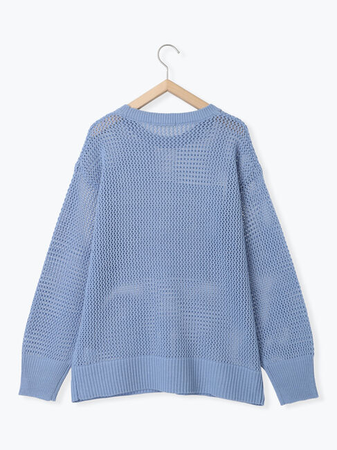 Samansa Mos2 blue「ロゴメッシュニットプルオーバー」|ニット・セーター|