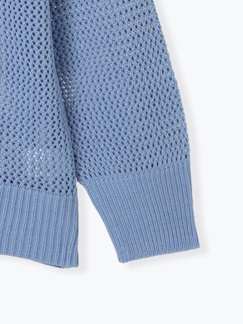 Samansa Mos2 blue「ロゴメッシュニットプルオーバー」|ニット・セーター|