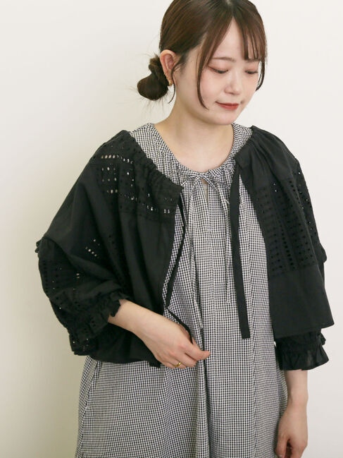 Samansa Mos2「レースボレロブラウス」|シャツ・ブラウス|ブラック