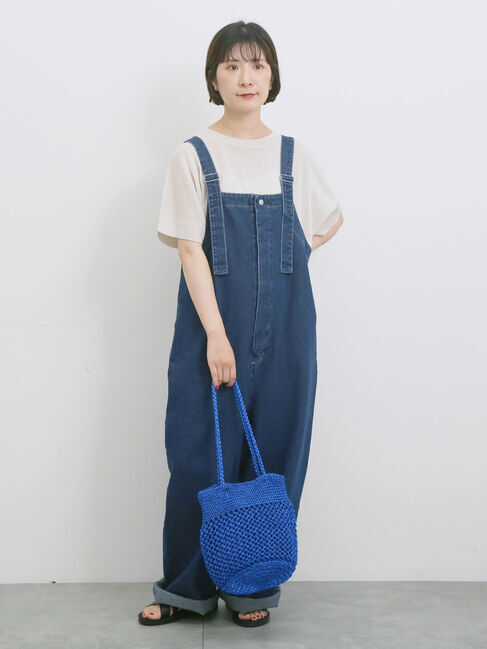 Samansa Mos2 blue「【マシンウォッシャブル】麻タッチニットプルオーバー」|ニット・セーター|