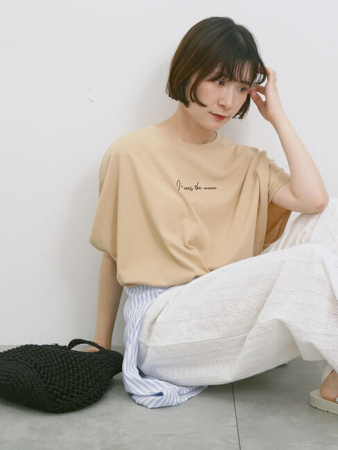 Samansa Mos2 blue「◎【接触冷感】ロゴプリントチュニック」|Tシャツ・カットソー|