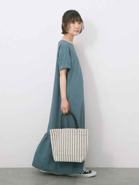 Samansa Mos2 blue「リネンタッチマキシティアードワンピース」|ワンピース|