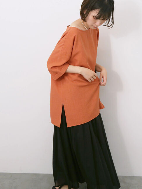 Samansa Mos2 blue「リネンタッチワイドブラウス」|シャツ・ブラウス|