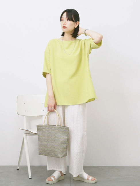 Samansa Mos2 blue「リネンタッチワイドブラウス」|シャツ・ブラウス|