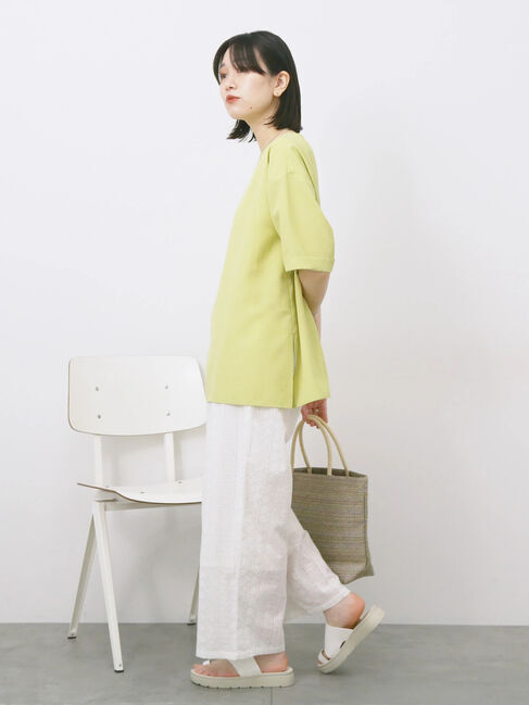 Samansa Mos2 blue「リネンタッチワイドブラウス」|シャツ・ブラウス|