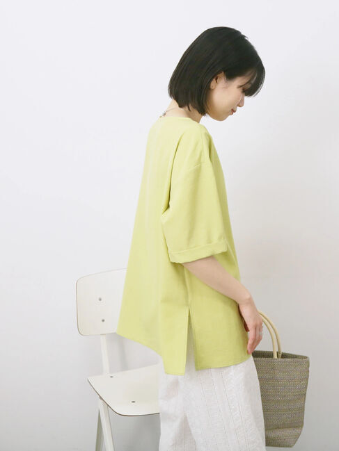 Samansa Mos2 blue「リネンタッチワイドブラウス」|シャツ・ブラウス|