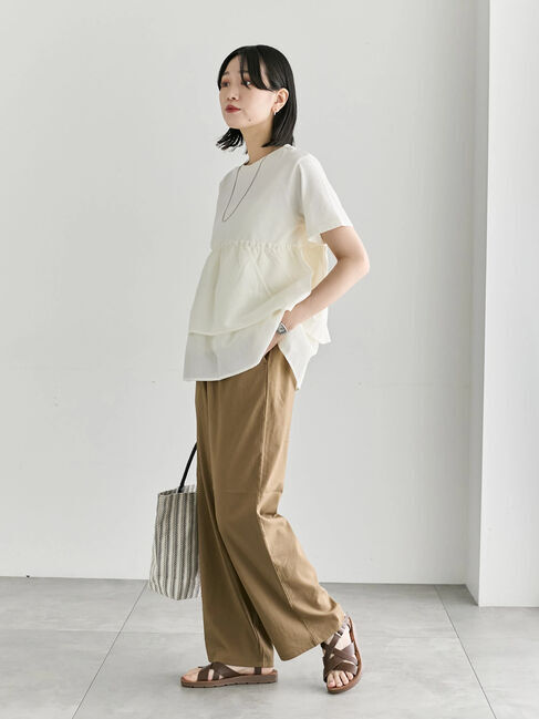 Samansa Mos2 blue「【接触冷感】ドッキングティアードプルオーバー」|Tシャツ・カットソー|